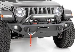 Jeep Wrangler JK Unlimited Front Winch Bumper - Rough Country - Full-Width Trail Bumper - Satin Black - 4WD - '07-'18